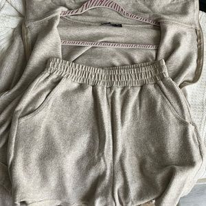 Nasty Gal Short Sweat Set in Oatmeal